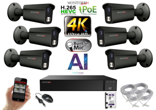 Monitorrs Security 4K IP 6 kamerový set 8 Mpix GTube (6379K6)